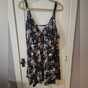 Amazon Floral Women's Swim One Piece - Navy and Pink